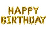 Foliopallosetti Happy Birthday -kirjaimet kulta